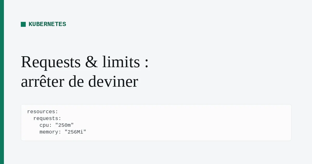 Extrait de configuration de requests et limits Kubernetes